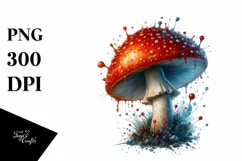 Shiny Mushroom Watercolor Splash PNG Product Image 3