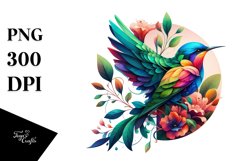 Vibrant Bird with Flowers PNG Product Image 3
