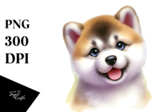 Watercolor Baby Akita with Big Eyes PNG Product Image 1
