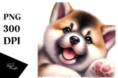 Watercolor Baby Akita with Big Eyes PNG Product Image 1