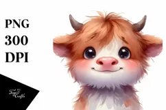 Expressive Highland Cow with Big Eyes PNG Product Image 3