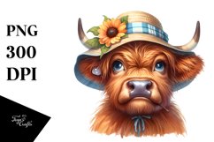 Cow Bored Highland Cow Portrait with Goofy Smile and Flower Product Image 1