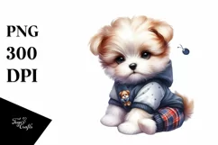 Watercolor Baby Dog with Clothes Product Image 3