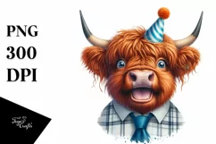 Cow Enthusiastic Highland Cow Portrait with Goofy Smile and Product Image 3