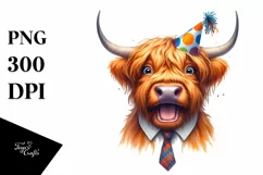 Cow Enthusiastic Highland Cow Portrait with Goofy Smile and Product Image 3