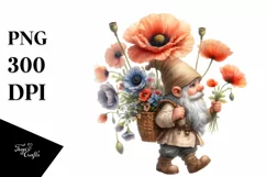 Detailed Gnome Poppy Bouquet Clipart Product Image 3