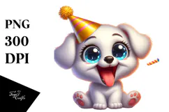 Excited Puppy Party Hat PNG Product Image 1