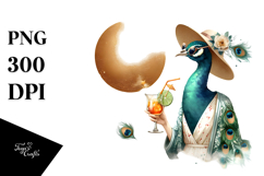 Hipster Peacock in Beachwear Drinking Cocktail Product Image 1