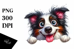 Funny Peek-a-Boo Border Collie | Watercolor Product Image 3