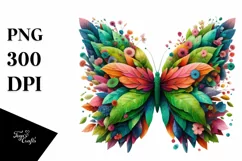Vibrant Butterfly with Flowers, High-Res PNG Product Image 3
