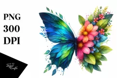 Vibrant Butterfly with Flowers, High-Res PNG Product Image 3