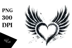 Simple Paintbrush Style Heart with Wings PNG Product Image 1