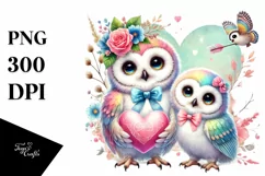 Adorned with Baby Owl Holding Heart PNG Product Image 1
