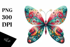 Colorful Whimsical Butterfly | Sublimation | Clipart Product Image 1