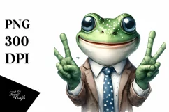Funny Frog Smiling with Victory Sign | Clipart Product Image 3