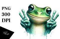 Funny Frog Smiling with Victory Sign | Clipart Product Image 3