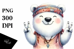 Funny Polar Bear Smiling with Victory Sign | Clipart Product Image 3