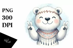 Funny Polar Bear Smiling with Victory Sign | Clipart Product Image 3