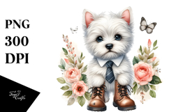 Watercolor Terrier Baby Tie Boots Product Image 1
