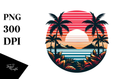 Retro Island Sunset Clipart, 20 oz Tumbler Product Image 1