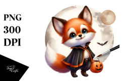 Cute Digital Halloween Fox PNG Product Image 1