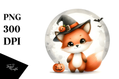 Cute Digital Halloween Fox PNG Product Image 1