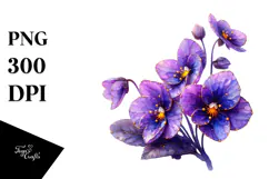 Violet with Metallic Insertions, Watercolor PNG Product Image 1