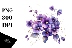 Violet with Golden Insertions, Watercolor PNG Product Image 1