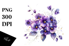 Violet with Golden Insertions, Watercolor PNG Product Image 1