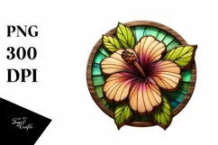 Wooden Stained Hibiscus Watercolor Splash | Sublimation | Product Image 3