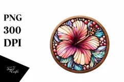 Wooden Stained Hibiscus Watercolor Splash | Sublimation | Product Image 3