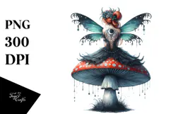 Gothic Fairy on Mushroom PNG Product Image 1