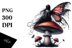 Gothic Fairy on Mushroom PNG Product Image 1