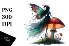 Gothic Fairy on Mushroom PNG Product Image 1