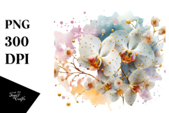 Orchid with Metallic Insertions, PNG Product Image 1