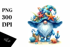 Summer Gnome with Azzure Accents | Sublimation | Clipart Product Image 1