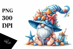 Summer Gnome with Azzure Accents | Sublimation | Clipart Product Image 3