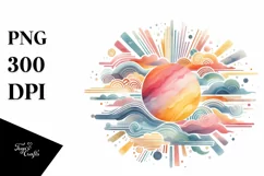 colorful Sun Pastel Flower Sublimation Clipart Product Image 1