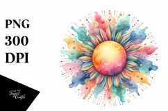colorful Sun Pastel Flower Sublimation Clipart Product Image 1