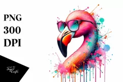 Colorful Flamingo Sunglasses Painting Product Image 3