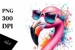 Colorful Flamingo Sunglasses Painting Product Image 3