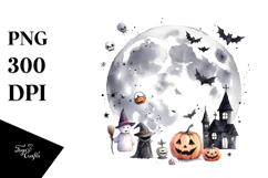 Funny Halloween Full Moon Clipart, Transparent PNG Product Image 1