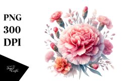 colorful carnation washed watercolor | Clipart Product Image 1