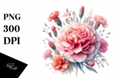 colorful carnation washed watercolor | Clipart Product Image 1