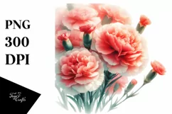 colorful carnation washed watercolor | Clipart Product Image 3