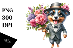 Dog Hat Dressed Flower Bouquet | Clipart Product Image 1