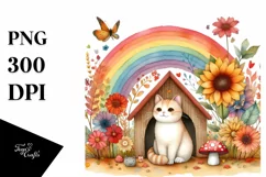 Cat House with Large Flower | Clipart Product Image 1