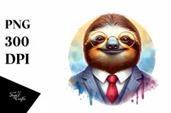 Funny Sloth Portrait Suit Retro Sublimation Clipart Product Image 3