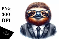 Funny Sloth Portrait Suit Retro Sublimation Clipart Product Image 3
