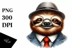 Funny Sloth Portrait Suit Retro Sublimation Clipart Product Image 3